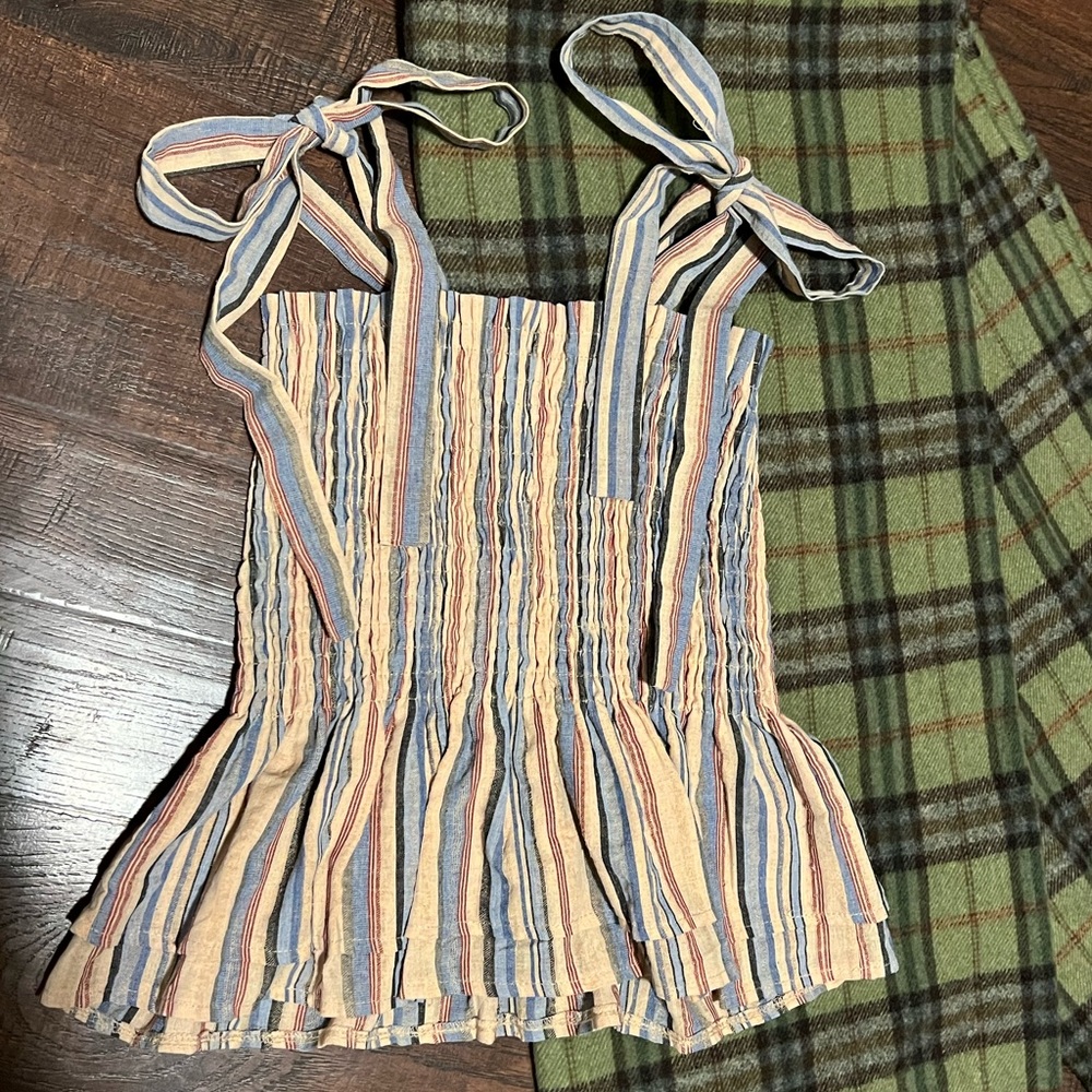 Linen Rouched Tie Tank Top